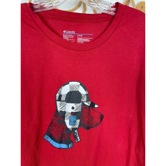 Columbia Men's Dog Graphic Long Sleeves Shirt Red L - Picture 2 of 5